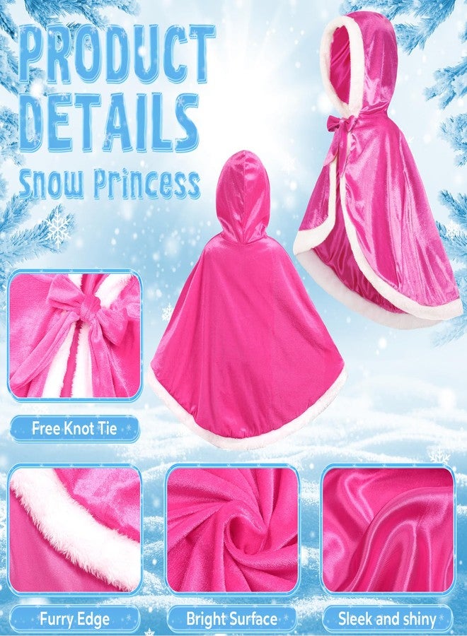 Unittype Fur Princess Hooded Cape Cloak Princess Costume Dress up for Girl Kid Toddler Winter Holiday Party Cosplay(3-4 Years,Rose Red) - Image 4